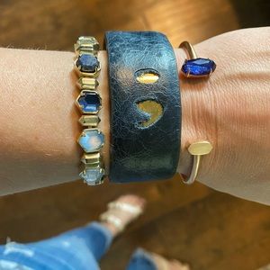 Leather Semi-colon cuff bracelet